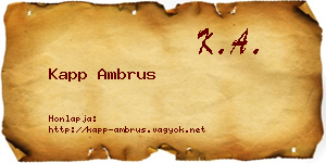 Kapp Ambrus névjegykártya